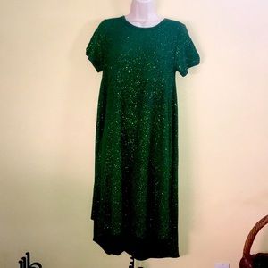 LuLaRoe XS T-shirts dress emerald green sparkles